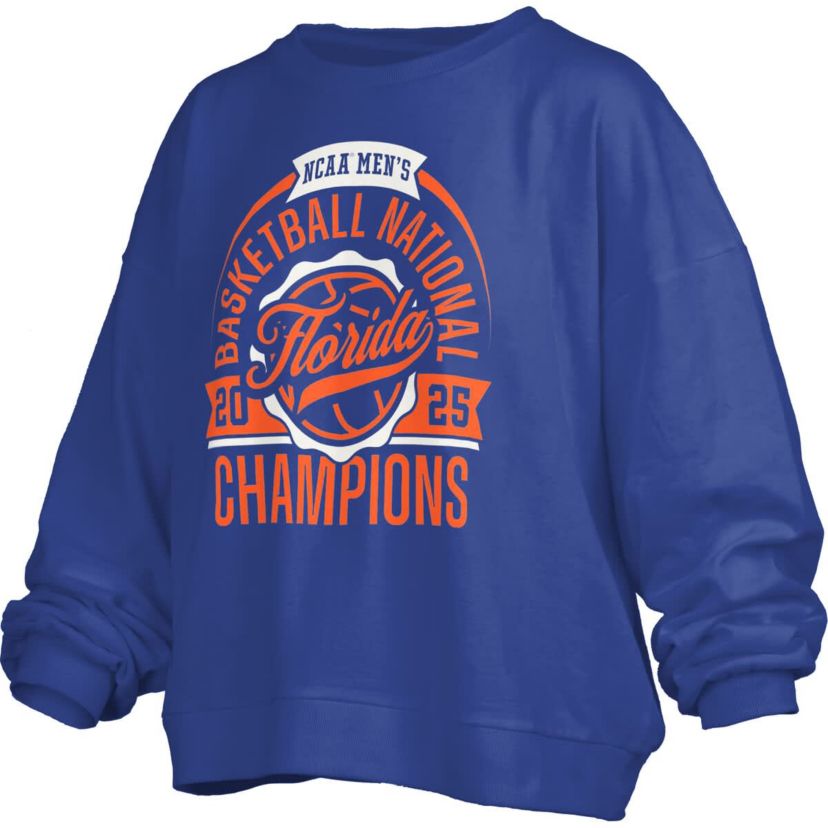NCAA Florida Gators 2025 NCAA Basketball National s Barkley Janice Oversized Fleece Pullover Sweatshirt