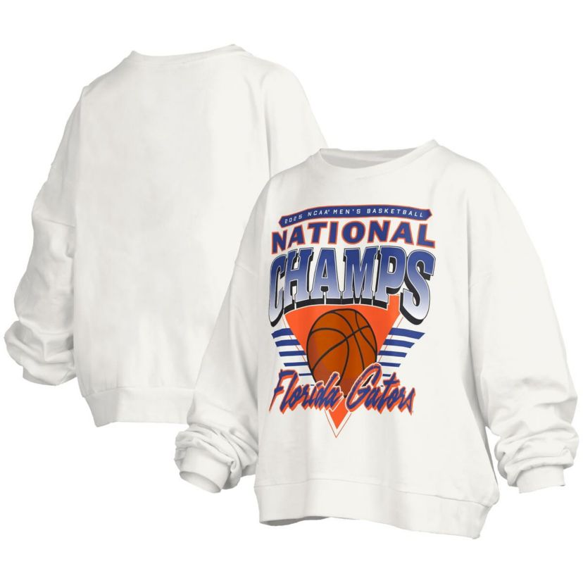 NCAA Florida Gators 2025 NCAA Basketball National s Trilogy Basketball Janice Oversized Fleece Pullover Sweatshirt
