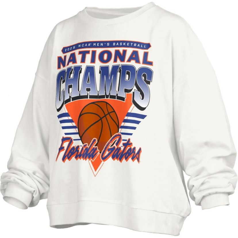 NCAA Florida Gators 2025 NCAA Basketball National s Trilogy Basketball Janice Oversized Fleece Pullover Sweatshirt