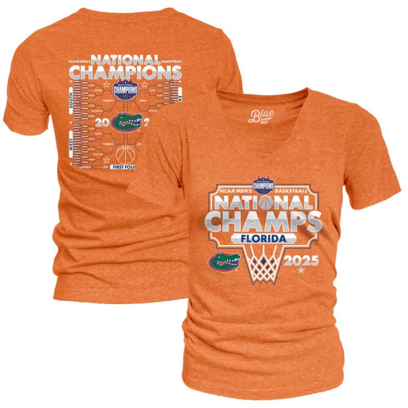 NCAA Florida Gators 2025 NCAA Basketball National s Bracket Tri-Blend V-Neck T-Shirt