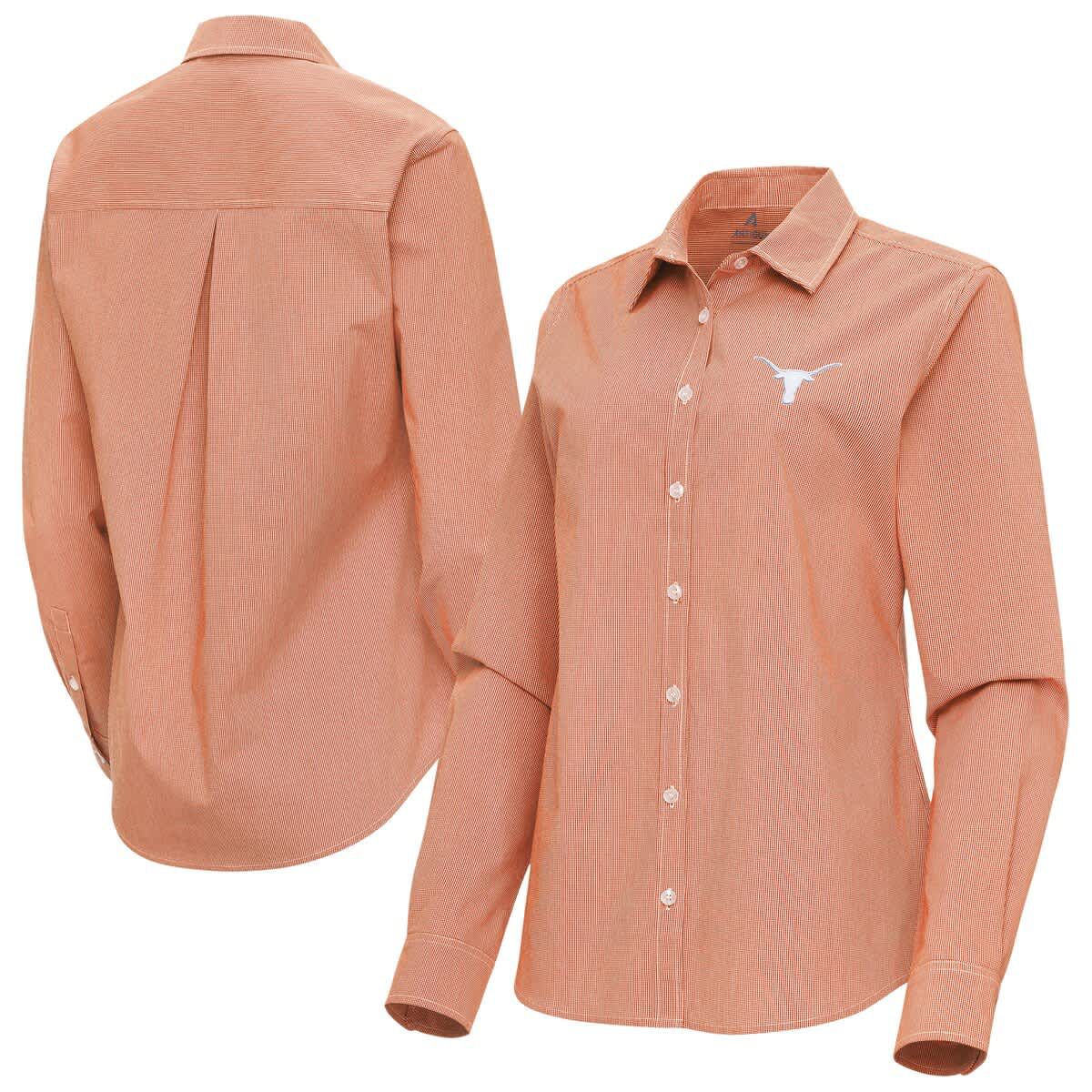 NCAA Burnt Texas Longhorns Porter Woven Tri-Blend Long Sleeve Button-Up Shirt