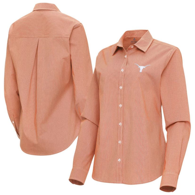 NCAA Burnt Texas Longhorns Porter Woven Tri-Blend Long Sleeve Button-Up Shirt