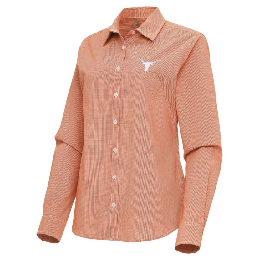NCAA Burnt Texas Longhorns Porter Woven Tri-Blend Long Sleeve Button-Up Shirt