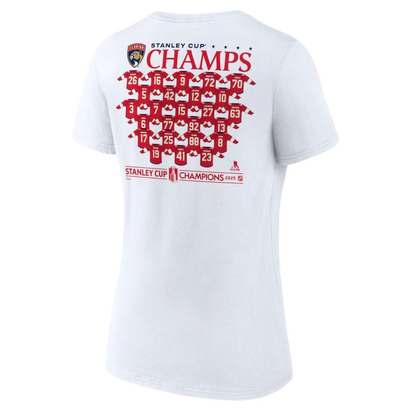NHL Fanatics Florida Panthers 2025 Stanley Cup s Jersey Roster V-Neck T-Shirt