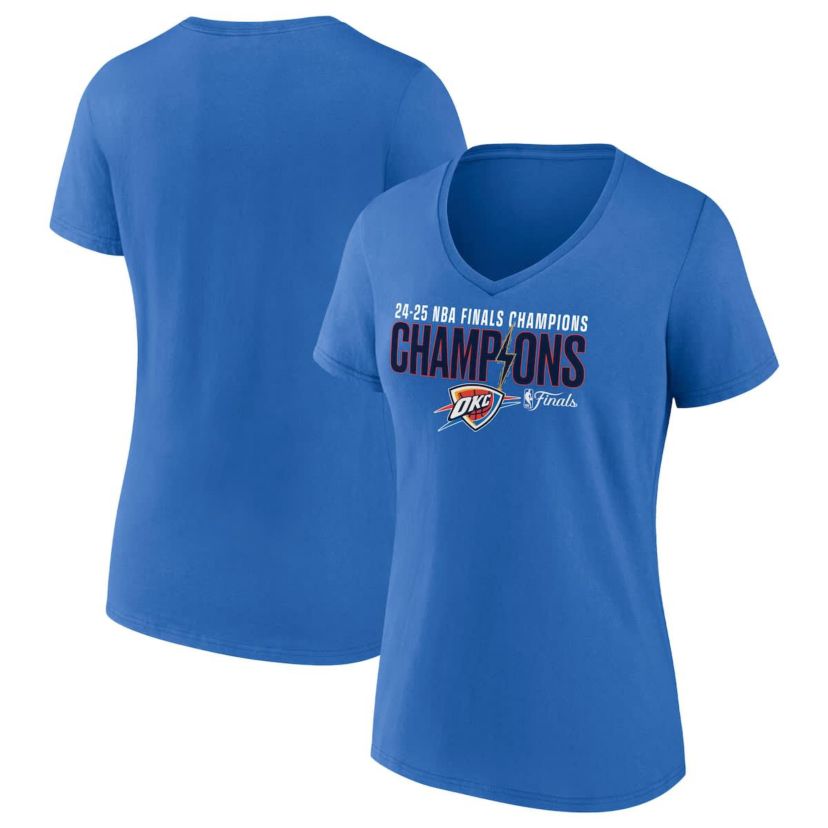 NBA Fanatics Oklahoma City Thunder 2025 NBA Finals s Fast Break Hometown V-Neck T-Shirt