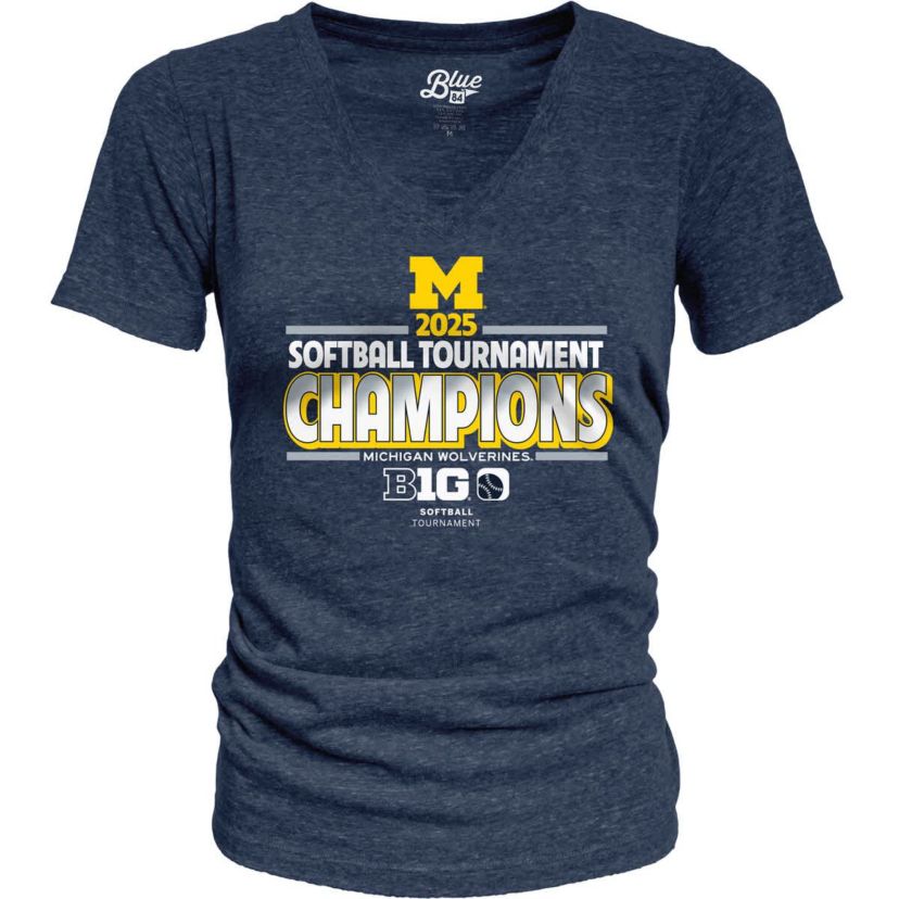 NCAA Michigan Wolverines 2025 Big Ten Softball Conference Tournament s Locker Room V-Neck T-Shirt