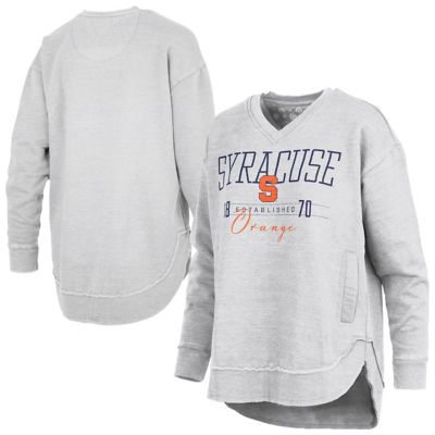 Pressbox Women's Syracuse Orange NCAA Syracuse Marcus East Hall Poncho V-Neck Sweatshirt, Gray, Medium