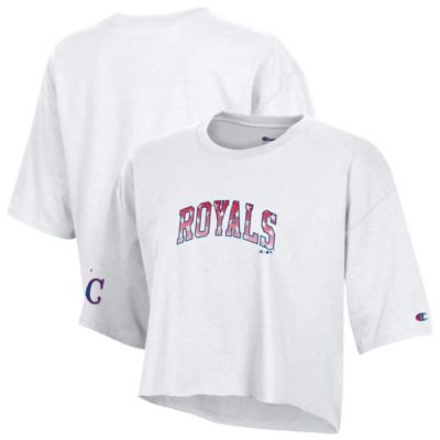 Champion MLB Kansas City Royals Boyfriend Cropped Americana T-Shirt, White, XL