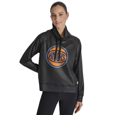 NBA DKNY New York Knicks Honeycomb Mesh Funnel Neck Long Sleeve Top
