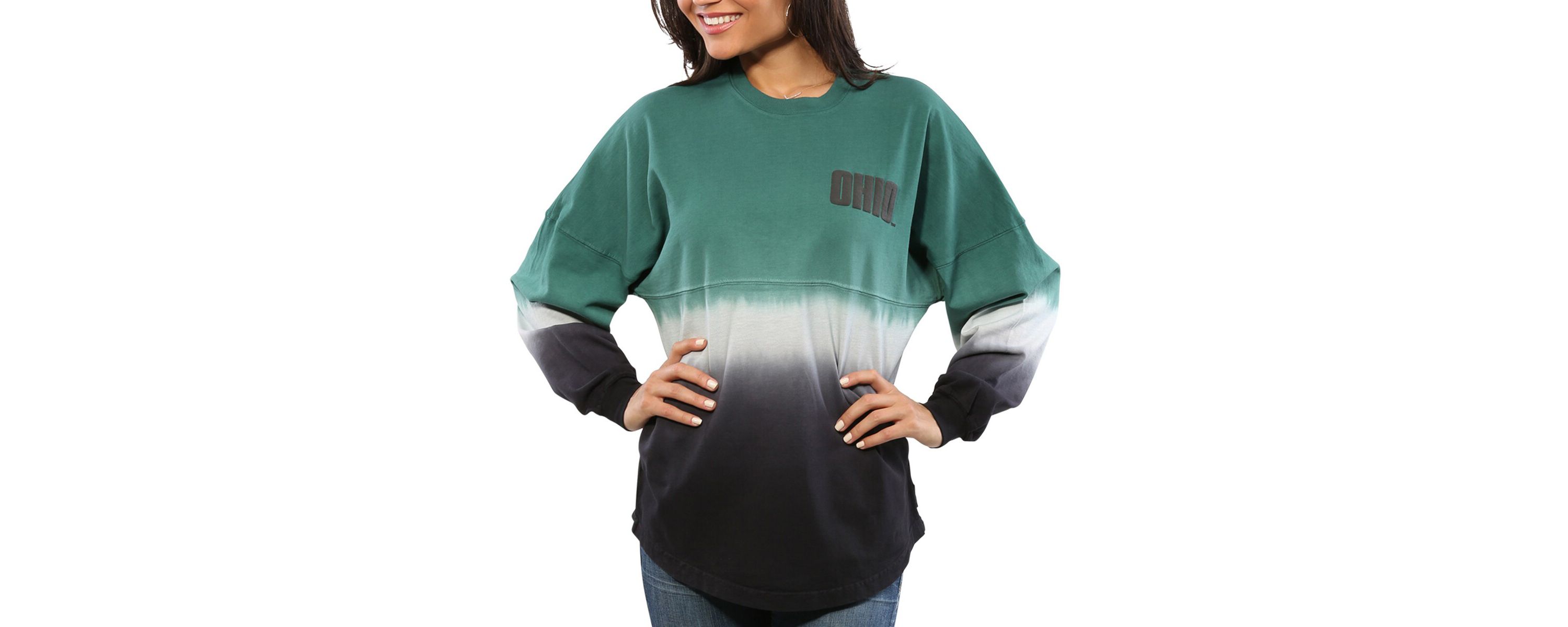 NCAA Ohio Bobcats Ombre Long Sleeve Dip-Dyed