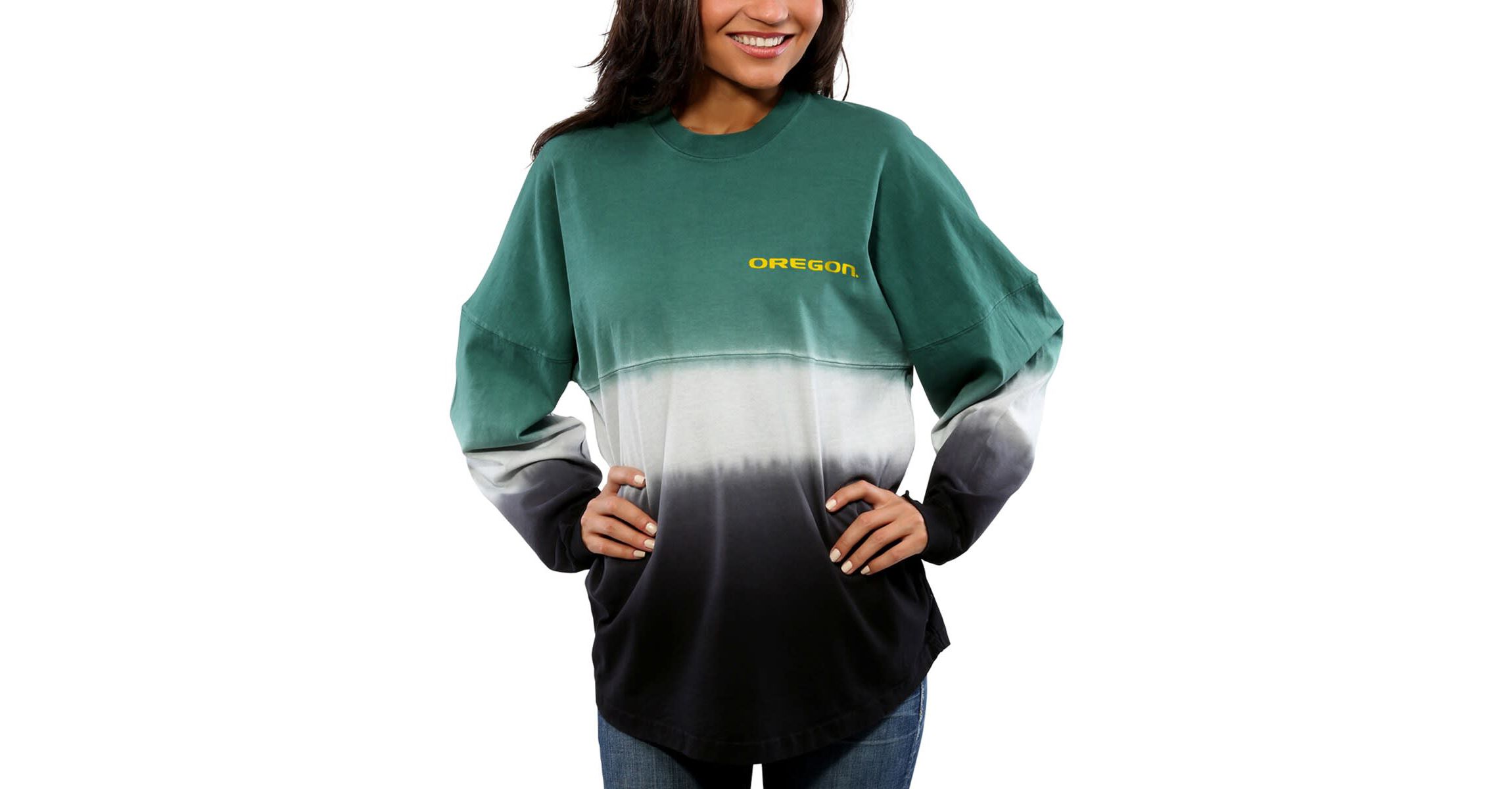 NCAA Oregon Ducks Ombre Long Sleeve Dip-Dyed
