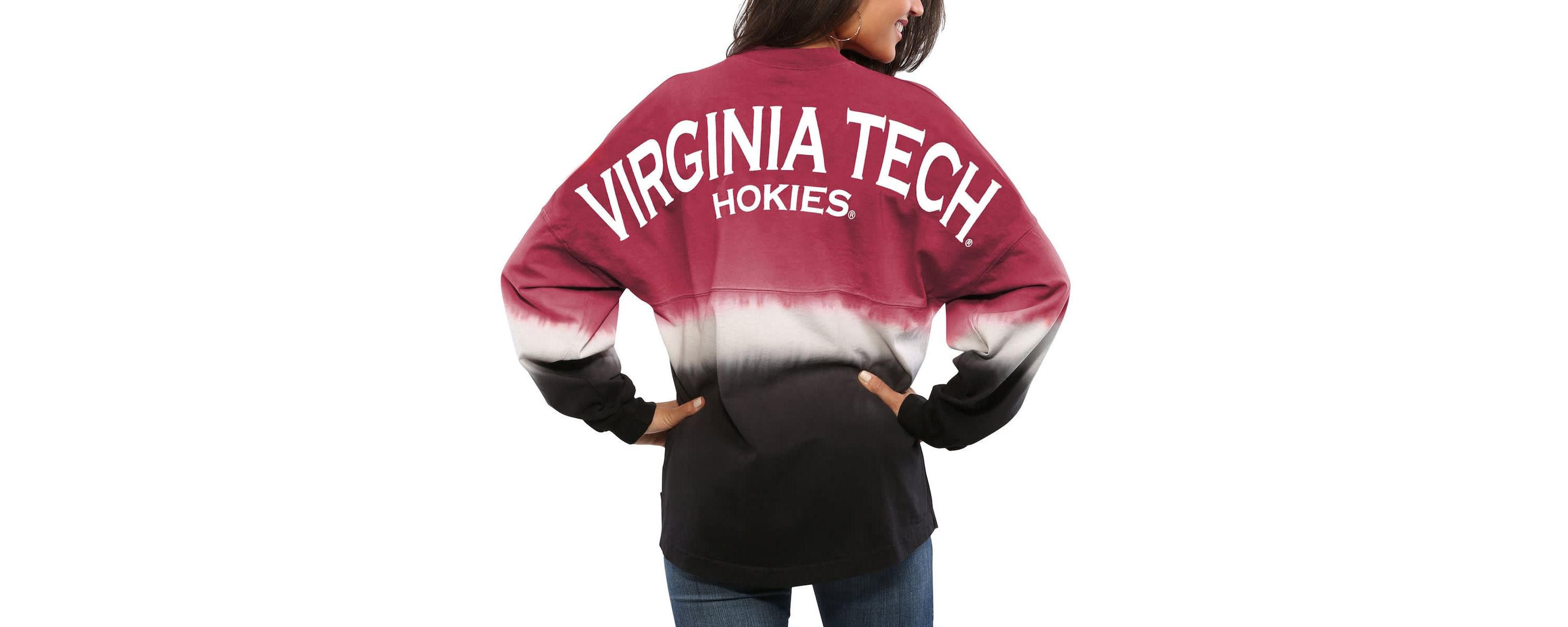 NCAA Virginia Tech Hokies Ombre Long Sleeve Dip-Dyed