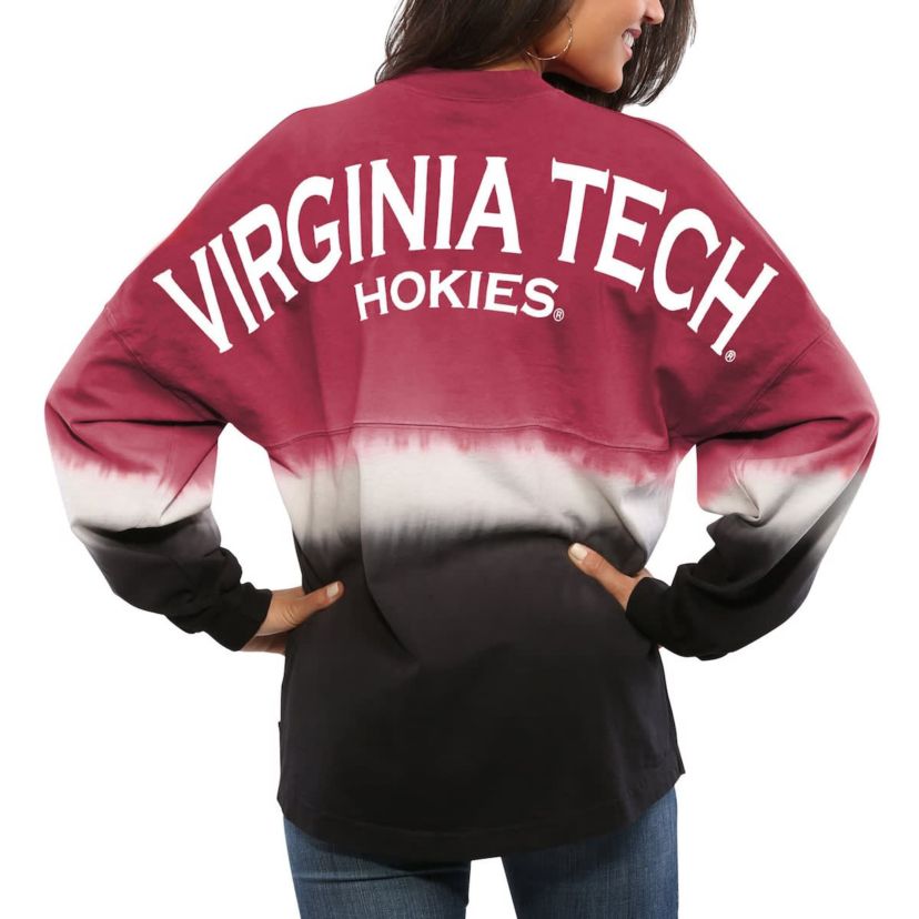 NCAA Virginia Tech Hokies Ombre Long Sleeve Dip-Dyed