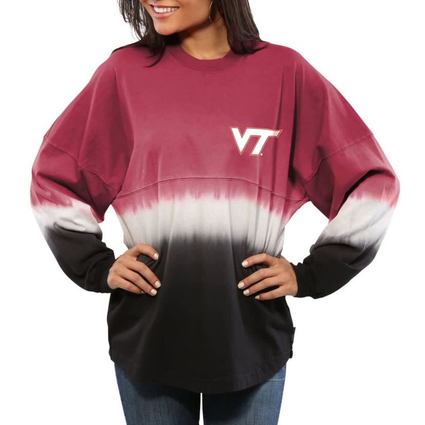 NCAA Virginia Tech Hokies Ombre Long Sleeve Dip-Dyed