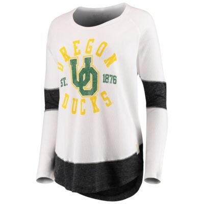 NCAA Oregon Ducks Contrast Boyfriend Raglan Thermal Long Sleeve T-Shirt