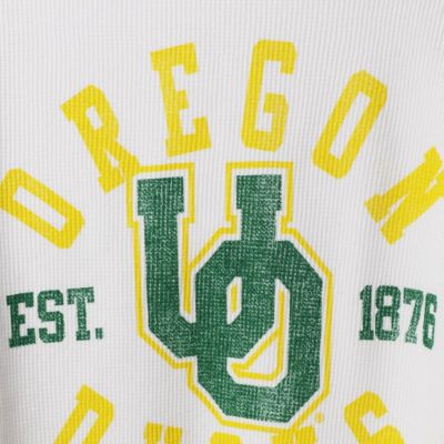 NCAA Oregon Ducks Contrast Boyfriend Raglan Thermal Long Sleeve T-Shirt