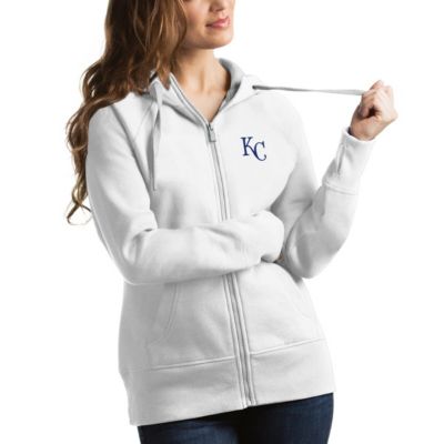 Antigua Women's MLB Kansas City Royals Victory Full-Zip Hoodie, White, Large