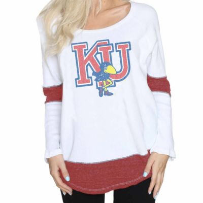 NCAA Kansas Jayhawks Contrast Boyfriend Thermal Long Sleeve T-Shirt