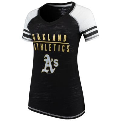 Soft as a Grape Cooperstown Teams Oakland Athletics Color Block V-Neck T-Shirt