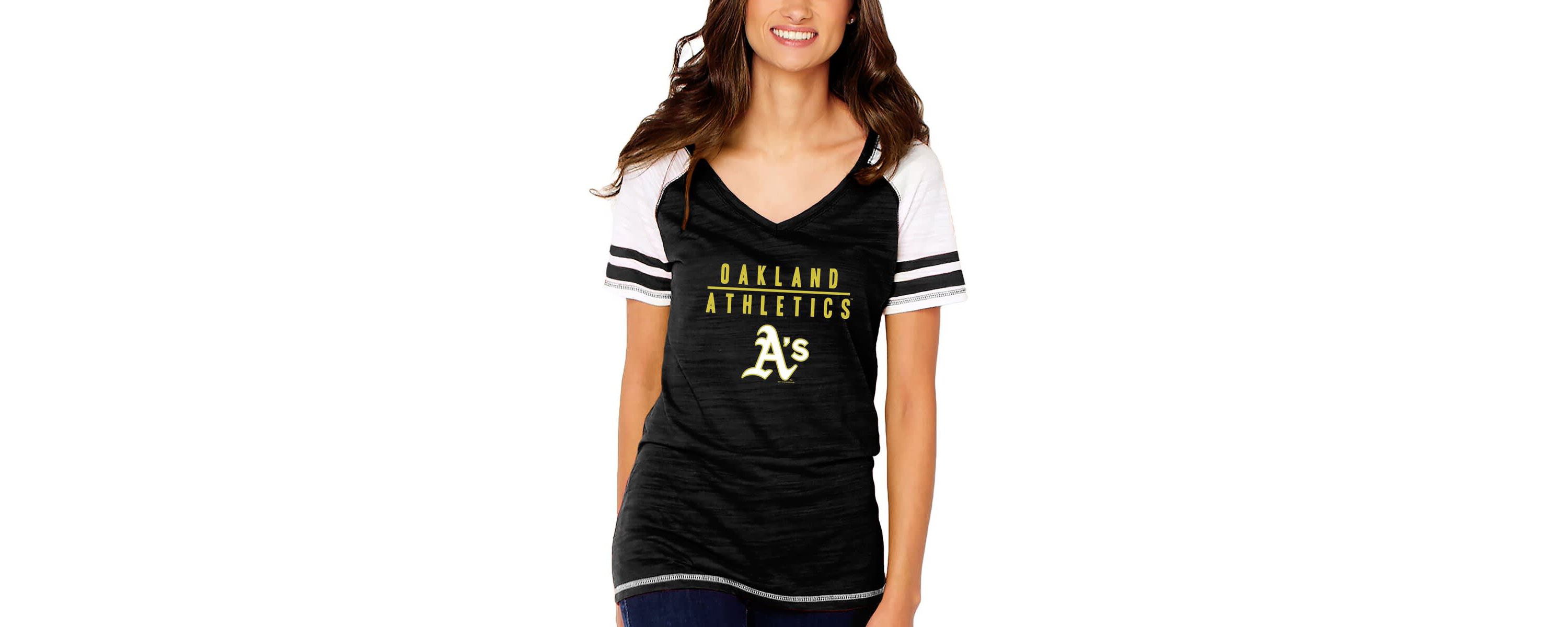 MLB Oakland Athletics Color Block V-Neck T-Shirt