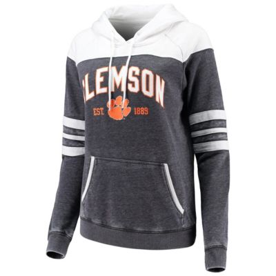 NCAA ed Clemson Tigers Blitz Sleeve Striped Blocked Raglan Hoodie