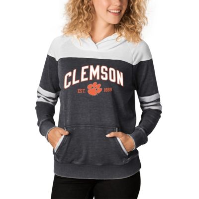 NCAA ed Clemson Tigers Blitz Sleeve Striped Blocked Raglan Hoodie