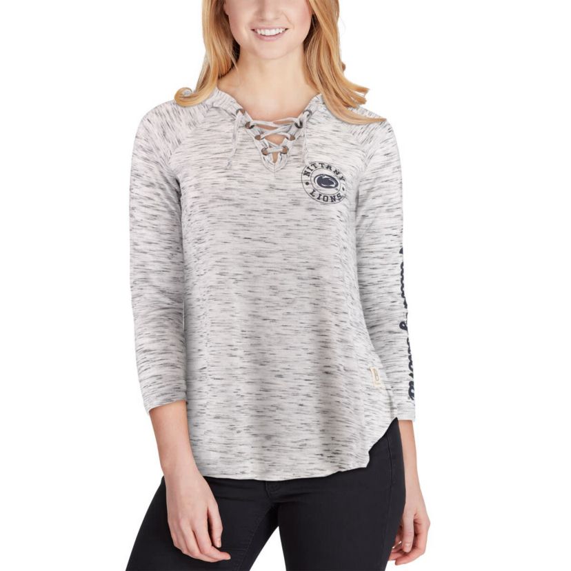 NCAA Penn State Nittany Lions Space Dye Lace-Up V-Neck Long Sleeve T-Shirt