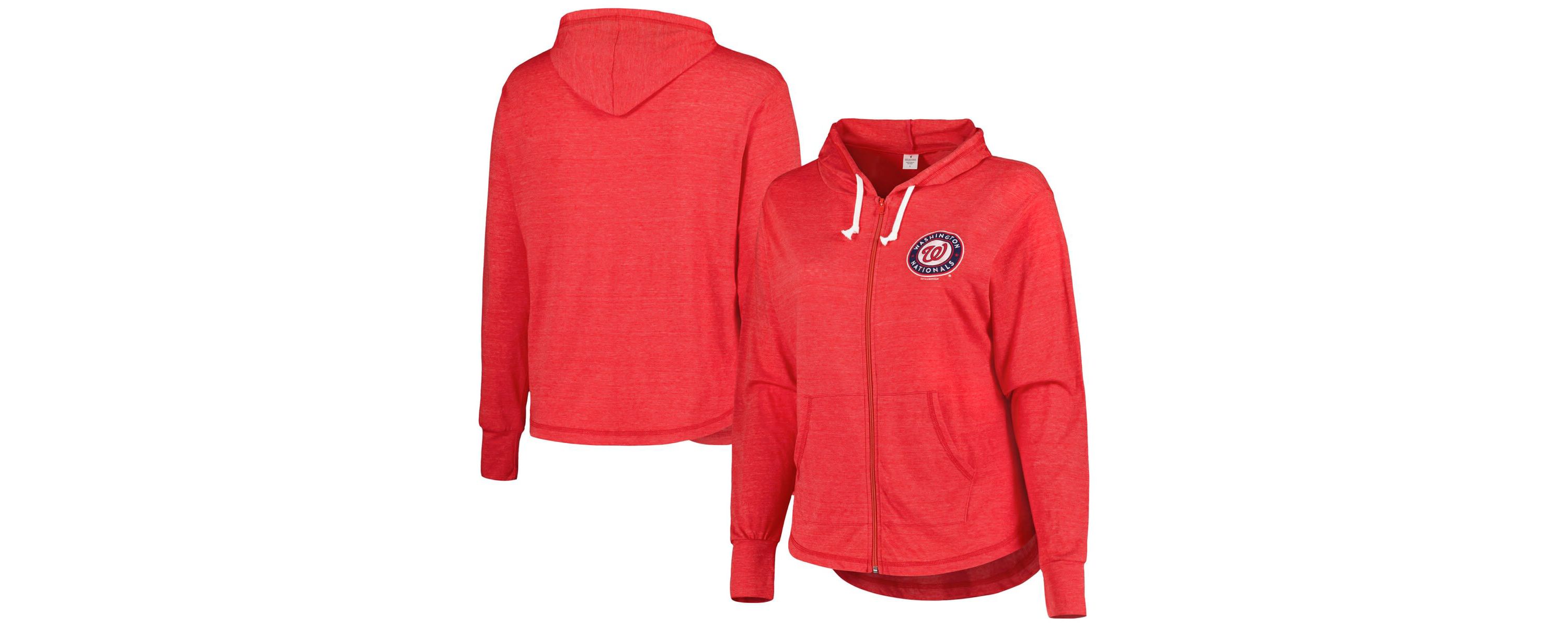 MLB Washington Nationals Plus Size Full-Zip Lightweight Hoodie Top