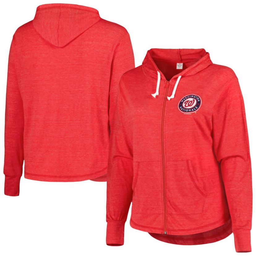 MLB Washington Nationals Plus Size Full-Zip Lightweight Hoodie Top