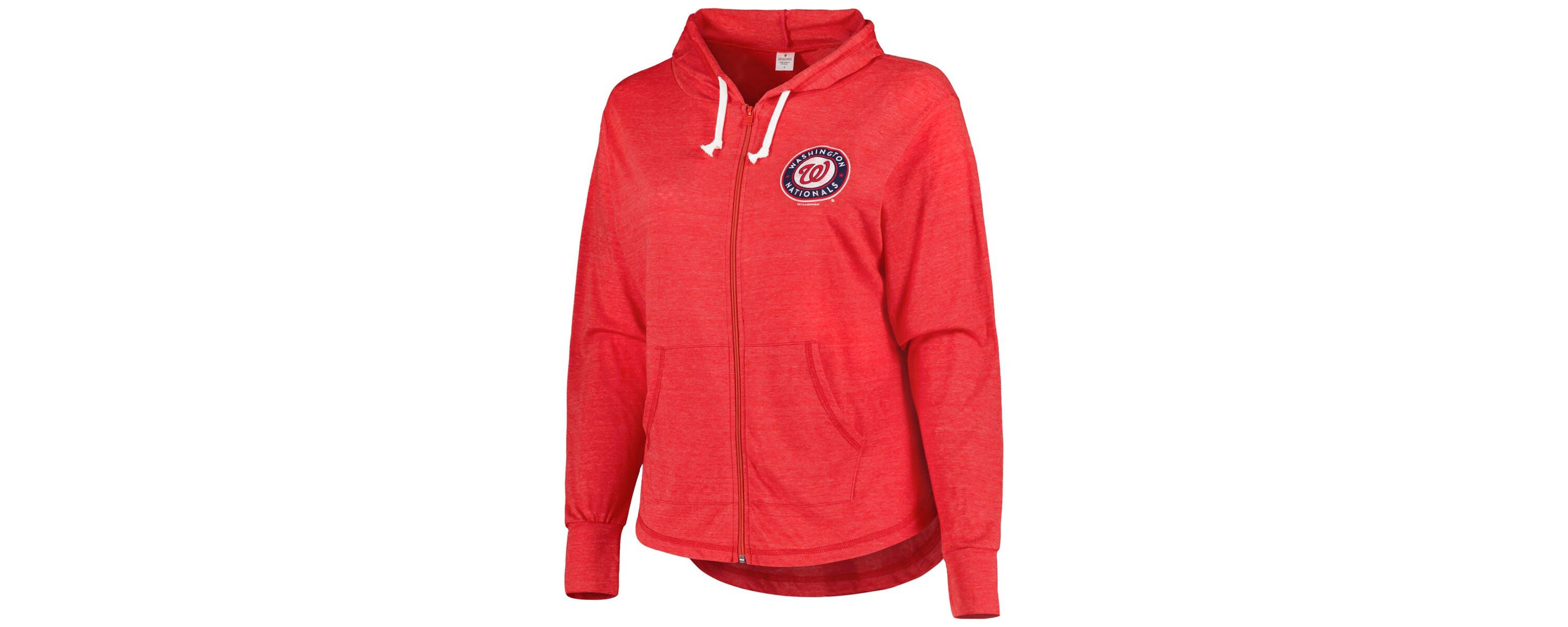 MLB Washington Nationals Plus Size Full-Zip Lightweight Hoodie Top