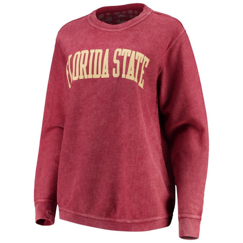 NCAA Florida State Seminoles Comfy Cord Vintage Wash Basic Arch Pullover Sweatshirt