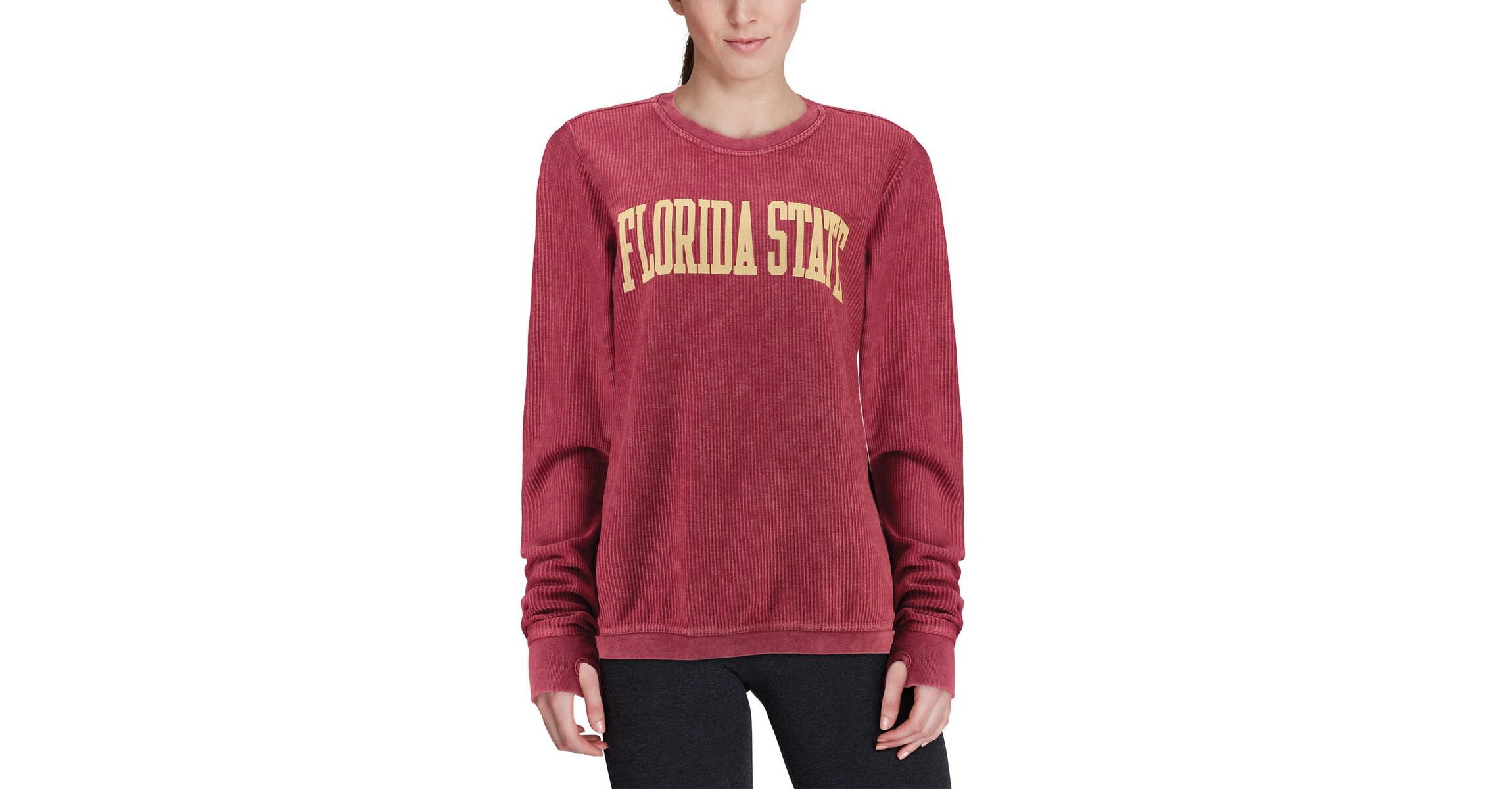 NCAA Florida State Seminoles Comfy Cord Vintage Wash Basic Arch Pullover Sweatshirt