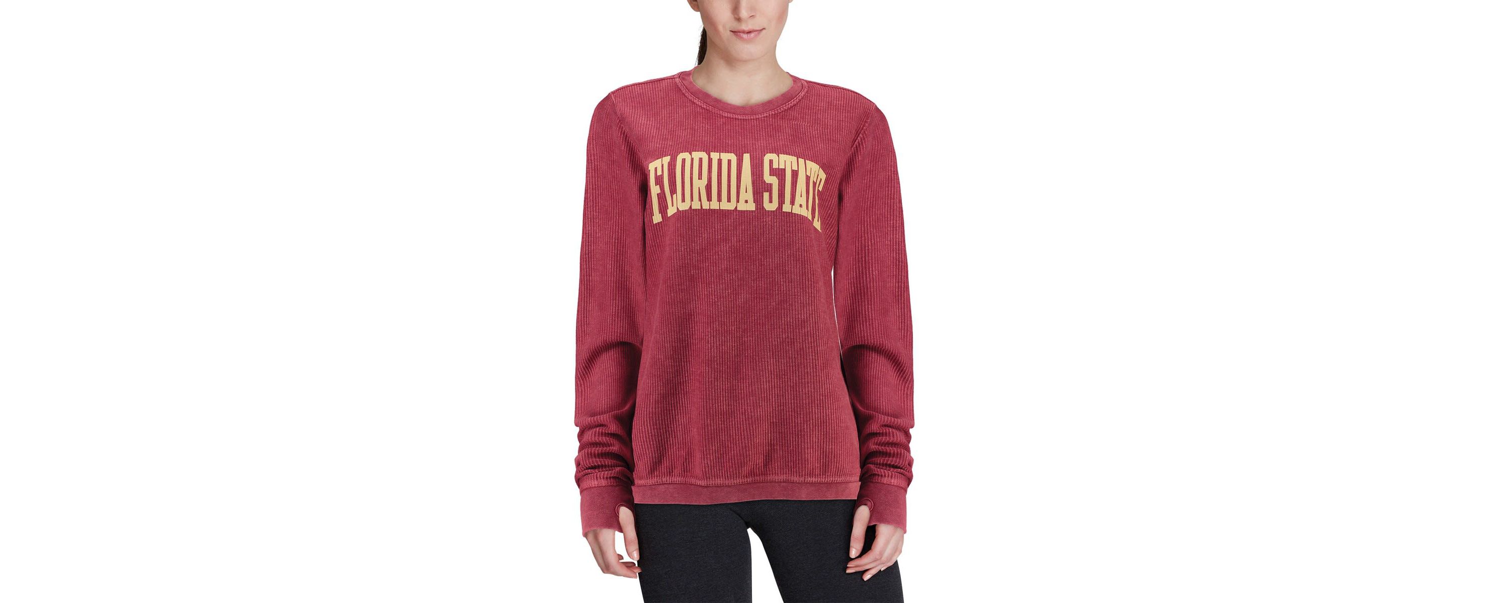 NCAA Florida State Seminoles Comfy Cord Vintage Wash Basic Arch Pullover Sweatshirt
