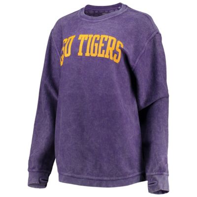 NCAA LSU Tigers Comfy Cord Vintage Wash Basic Arch Pullover Sweatshirt