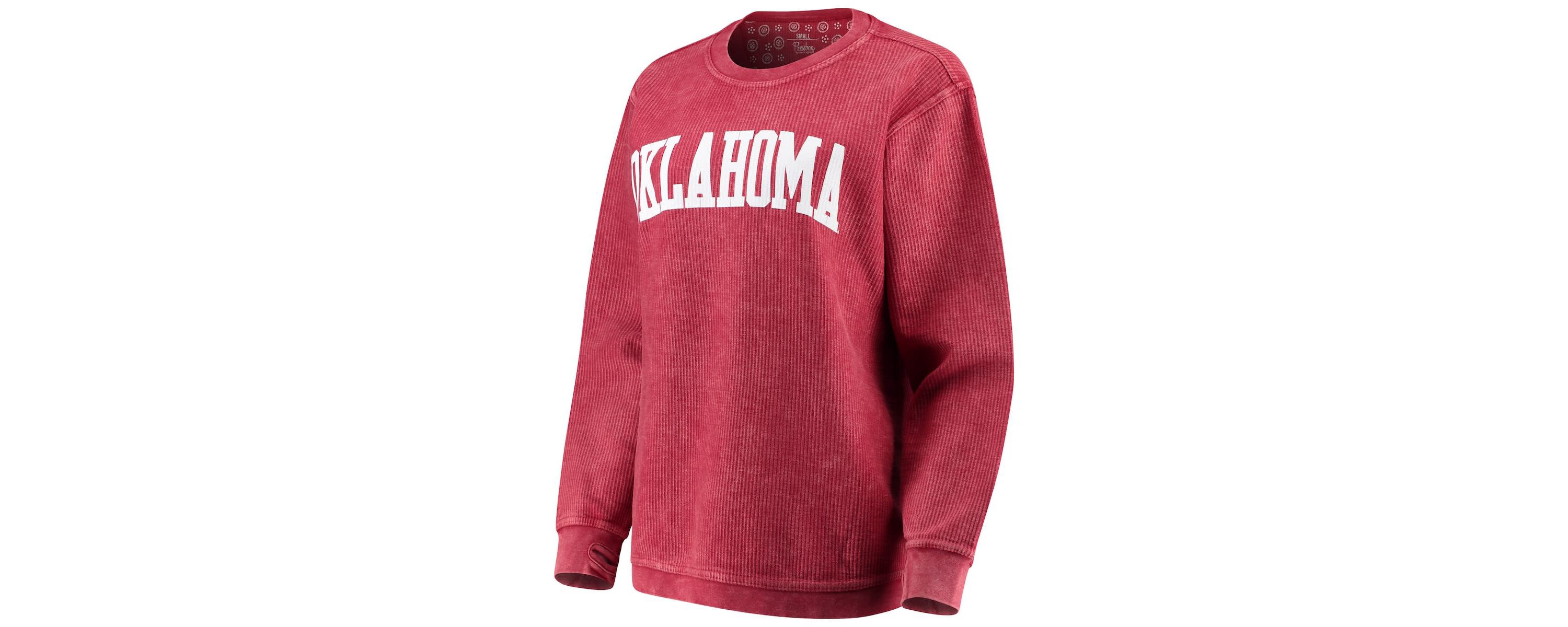 NCAA Oklahoma Sooners Comfy Cord Vintage Wash Basic Arch Pullover Sweatshirt