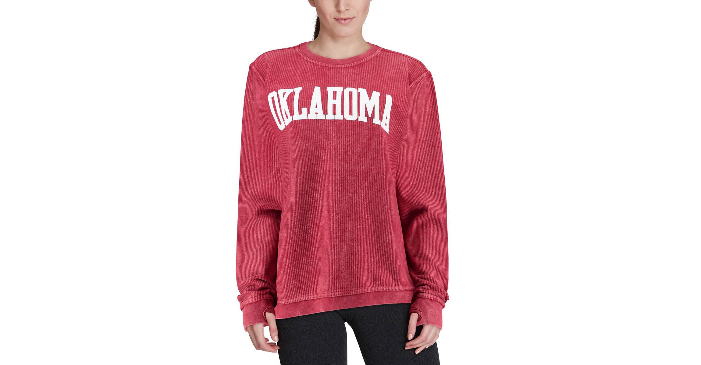 NCAA Oklahoma Sooners Comfy Cord Vintage Wash Basic Arch Pullover Sweatshirt