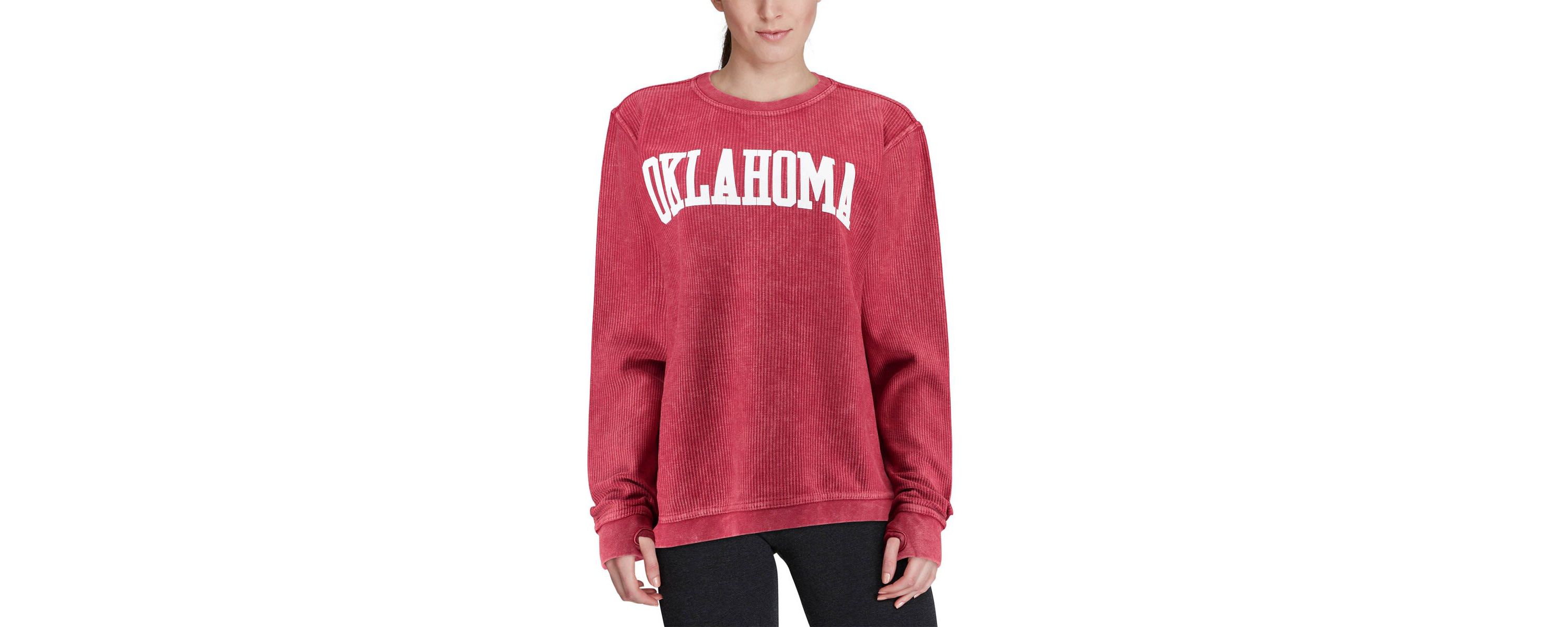 NCAA Oklahoma Sooners Comfy Cord Vintage Wash Basic Arch Pullover Sweatshirt