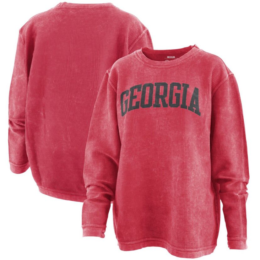 NCAA Georgia Bulldogs Comfy Cord Vintage Wash Basic Arch Pullover Sweatshirt