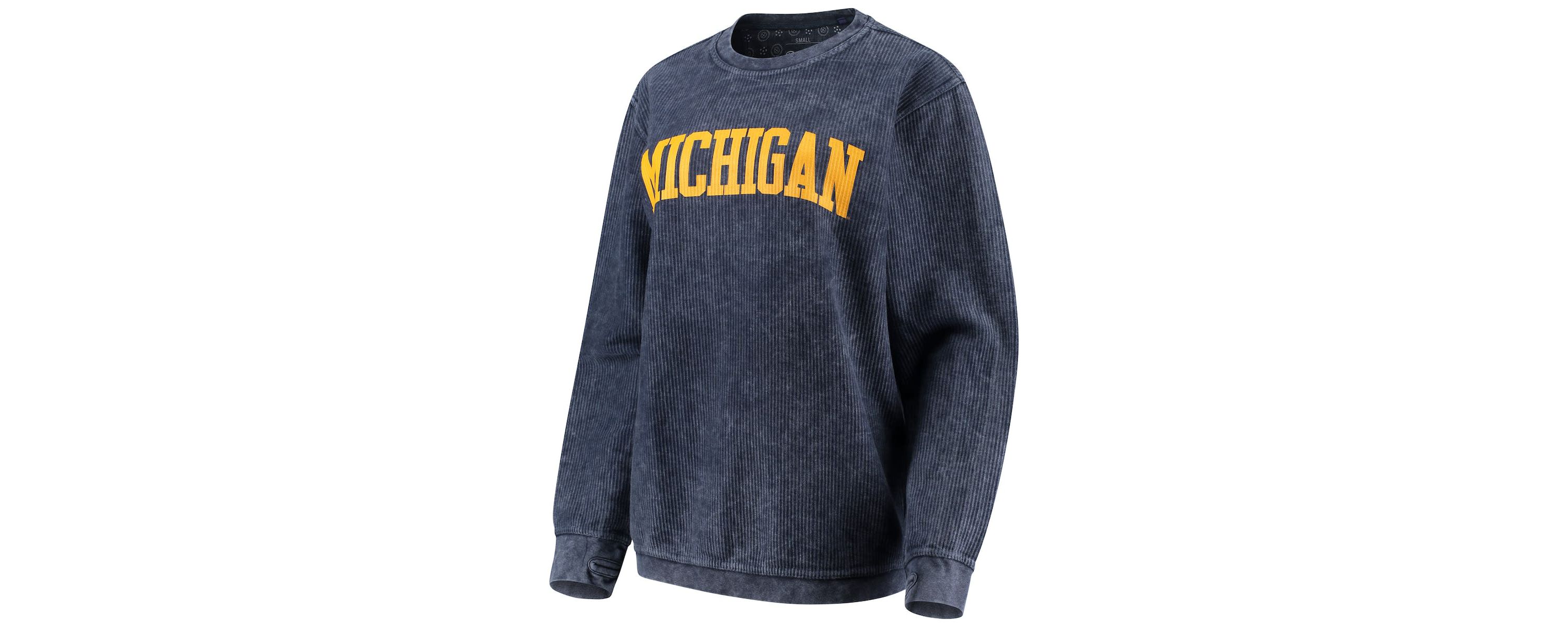 NCAA Michigan Wolverines Comfy Cord Vintage Wash Basic Arch Pullover Sweatshirt