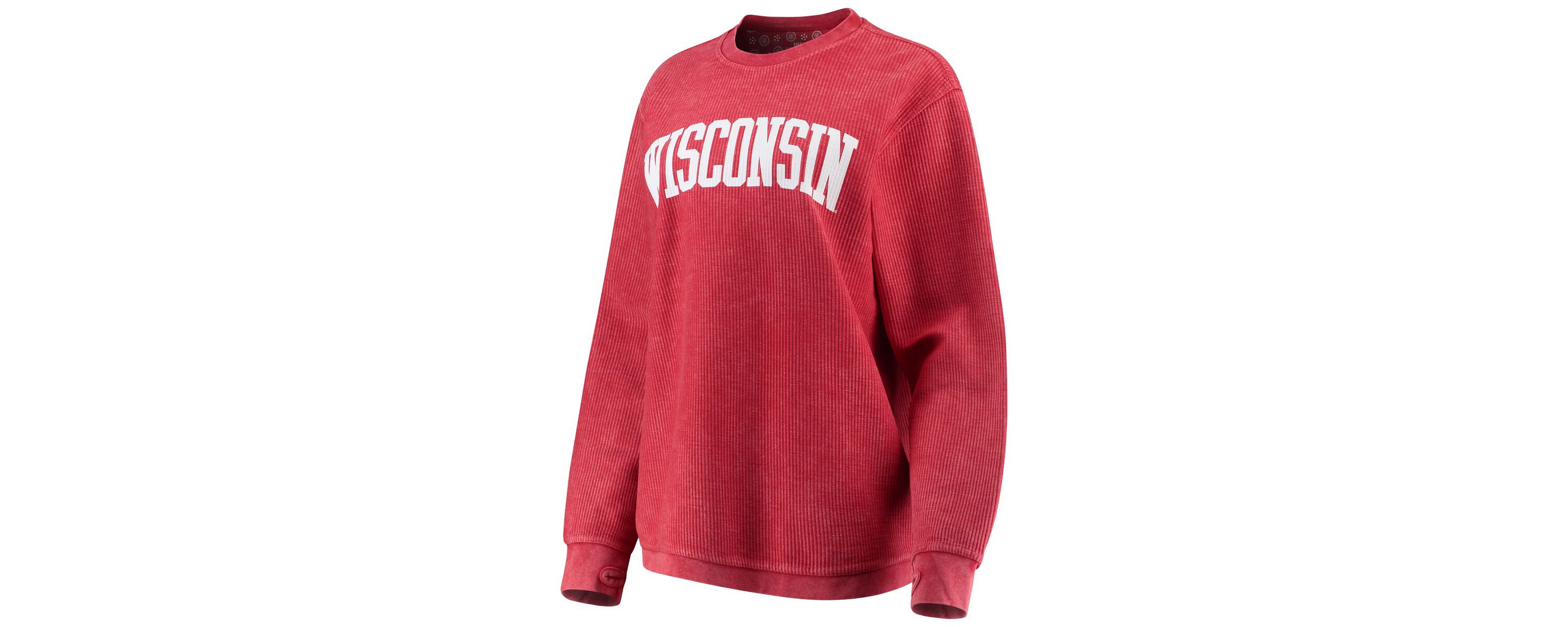 NCAA Wisconsin Badgers Comfy Cord Vintage Wash Basic Arch Pullover Sweatshirt