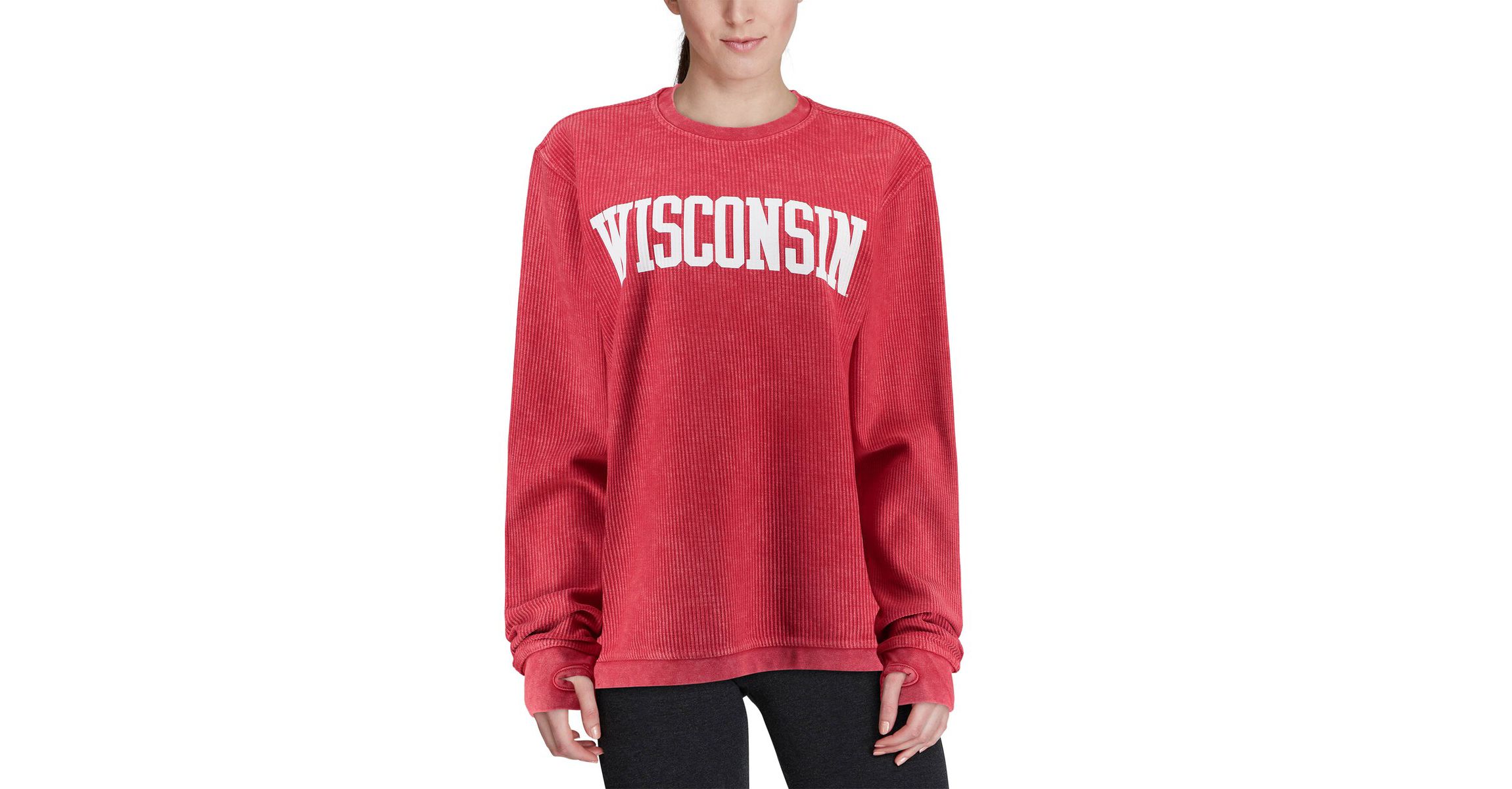 NCAA Wisconsin Badgers Comfy Cord Vintage Wash Basic Arch Pullover Sweatshirt