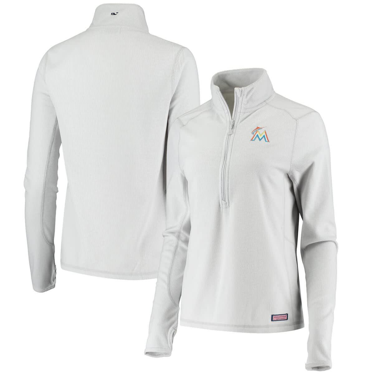 MLB Vineyard Vines Miami Marlins Performance Grid Half-Zip Pullover Top