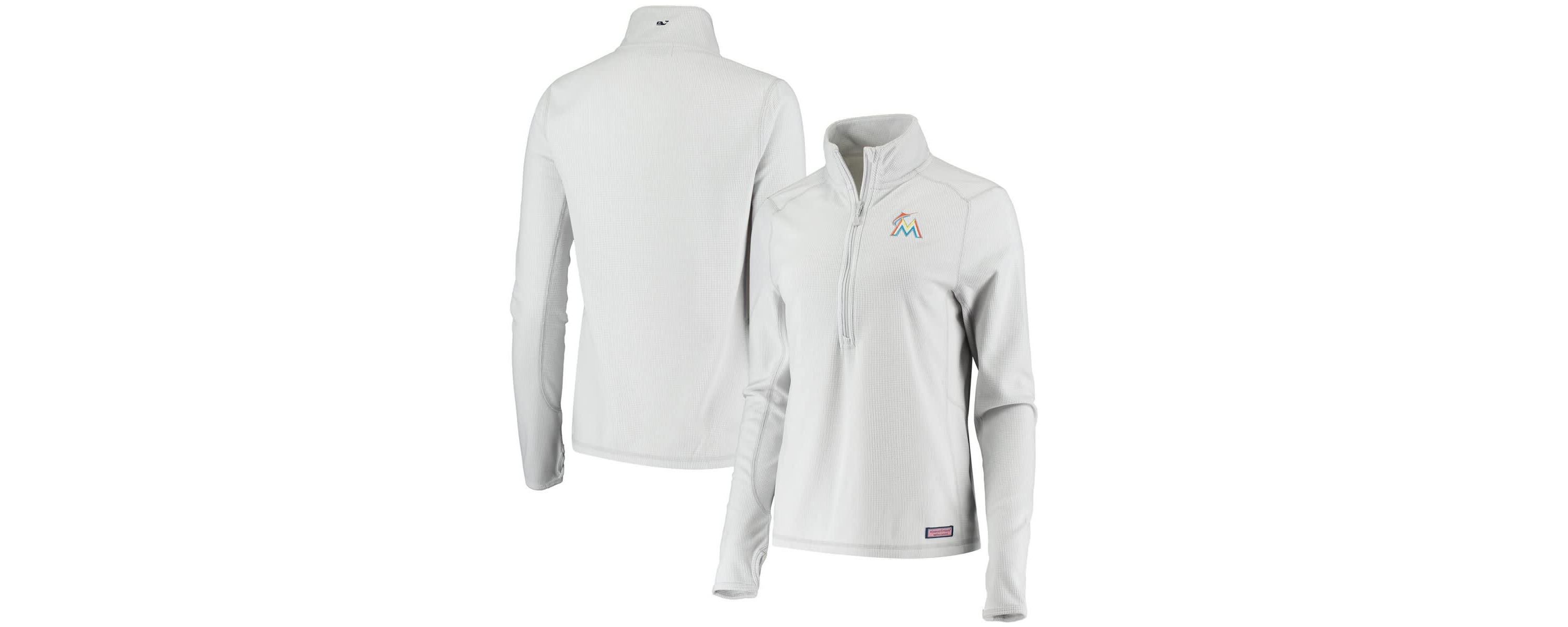 MLB Vineyard Vines Miami Marlins Performance Grid Half-Zip Pullover Top