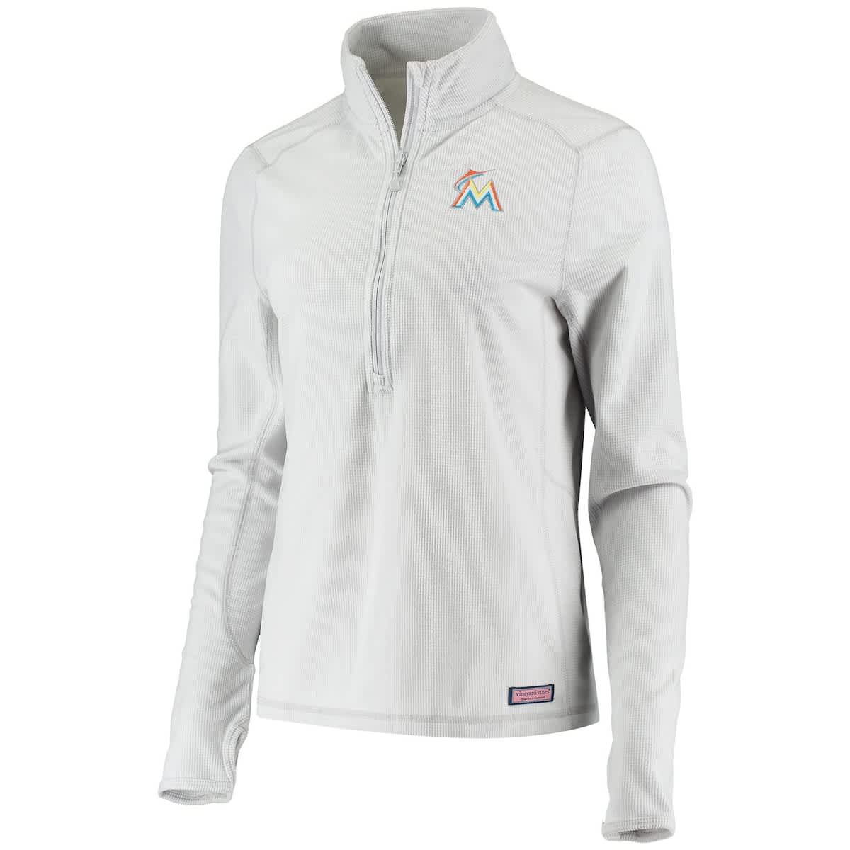 MLB Vineyard Vines Miami Marlins Performance Grid Half-Zip Pullover Top