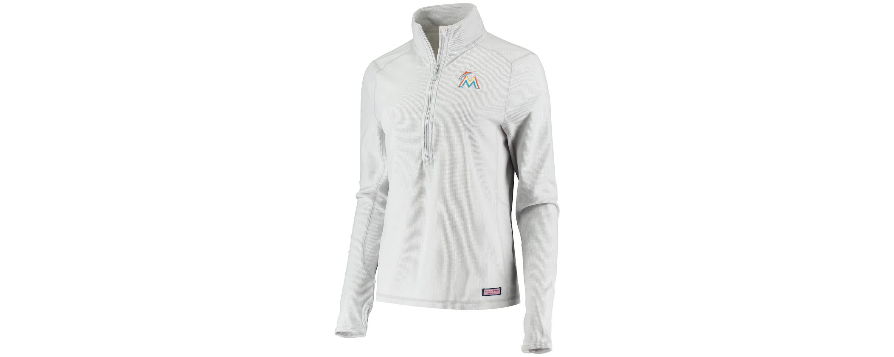 MLB Vineyard Vines Miami Marlins Performance Grid Half-Zip Pullover Top