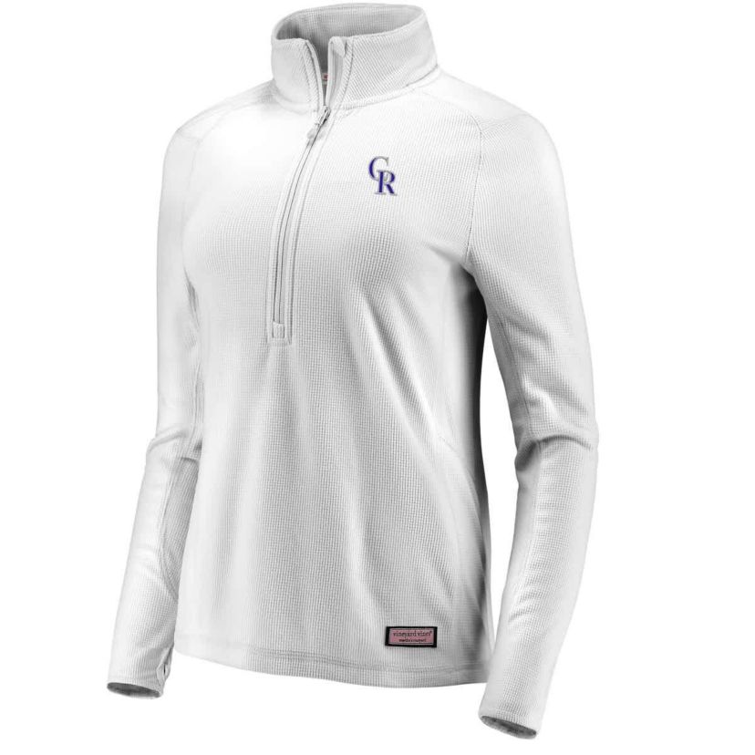 MLB Vineyard Vines Colorado Rockies Performance Grid Half-Zip Pullover Top