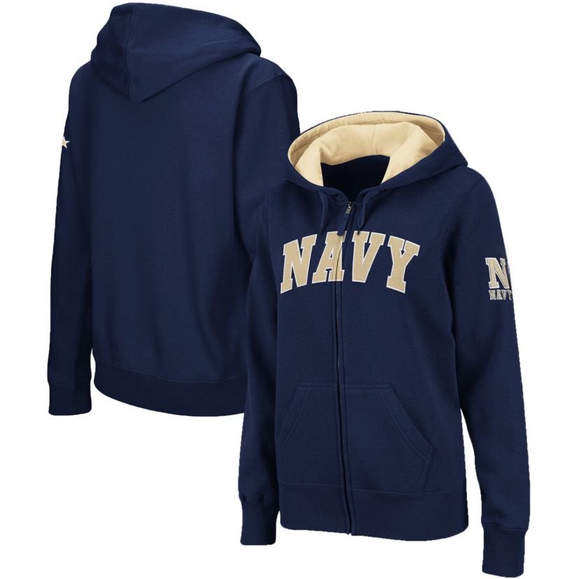 Navy Midshipmen NCAA Midshipmen Arched Name Full-Zip Hoodie
