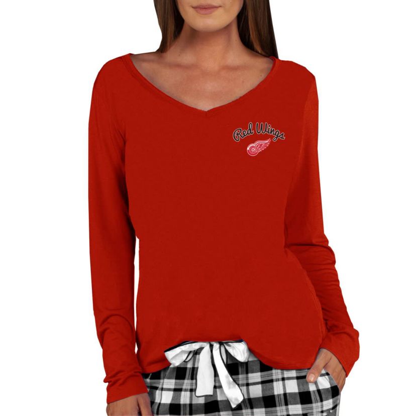 NHL Detroit Wings Marathon Knit Long Sleeve V-Neck Top