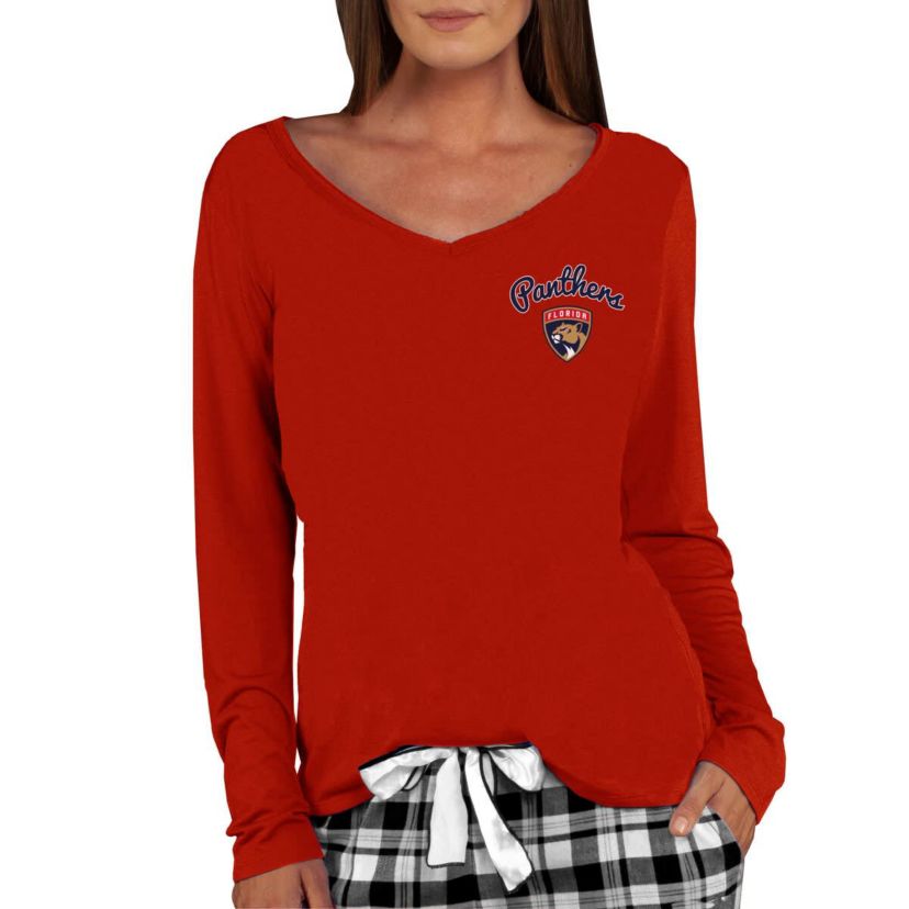NHL Florida Panthers Marathon Knit Long Sleeve V-Neck Top