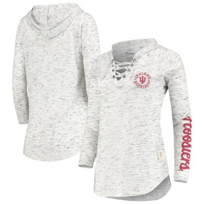 NCAA Indiana Hoosiers Space Dye Lace-Up V-Neck Long Sleeve T-Shirt